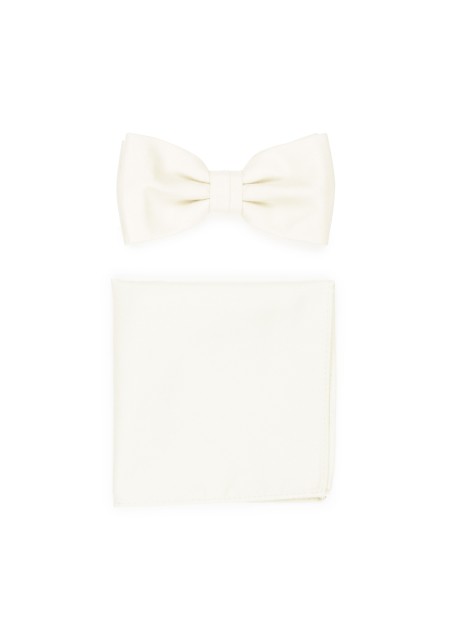 Cream Linen Textured Bowtie Set
