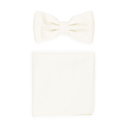 Cream Linen Textured Bowtie Set
