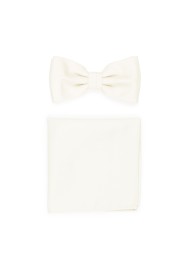 Cream Linen Textured Bowtie Set