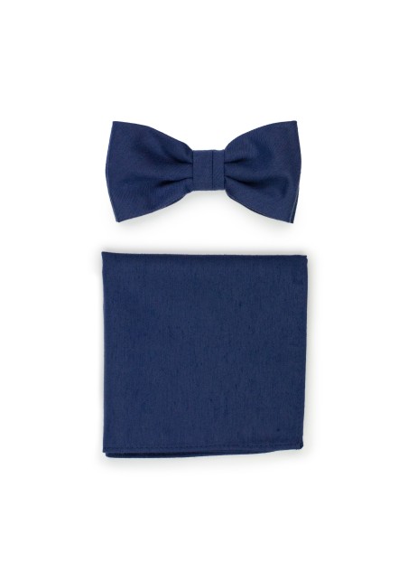 Matte Navy Bowtie Hanky Set