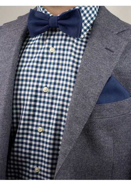 Matte Navy Bowtie Hanky Set Styled