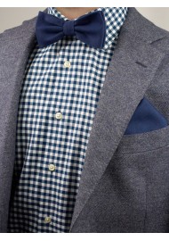 Matte Navy Bowtie Hanky Set Styled