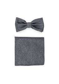 Matte Charcoal Bowtie Set