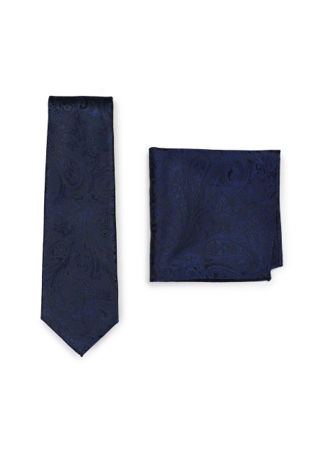Paisley Tie Set in Midnight Navy