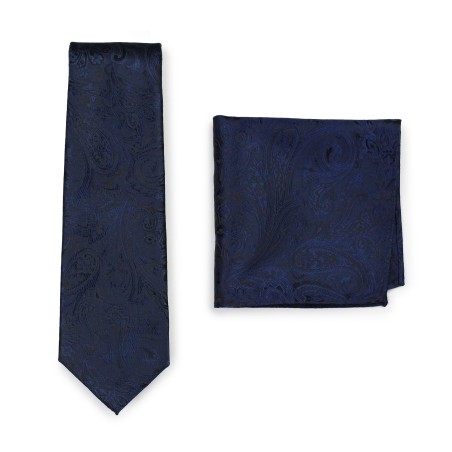 Paisley Tie Set in Midnight Navy