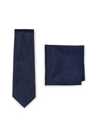 Paisley Tie Set in Midnight Navy