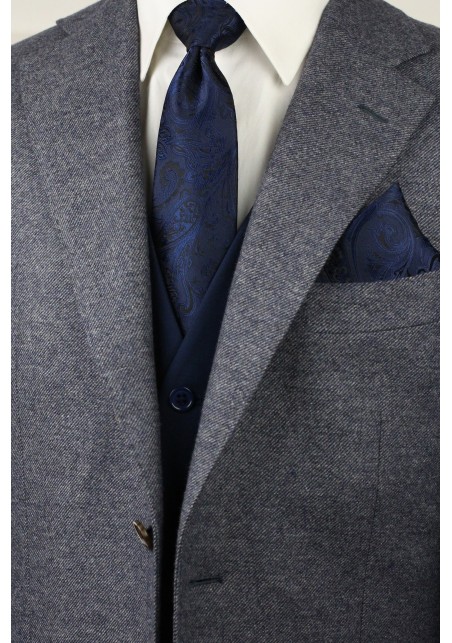 Paisley Tie Set in Midnight Navy Styled