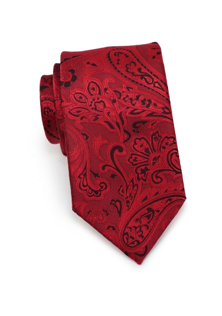 Modern Paisley Tie in Ruby Red