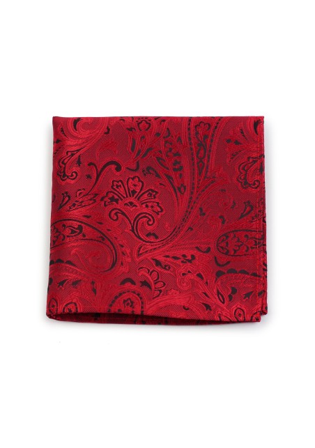 Modern Paisley Pocket Square in Ruby Red