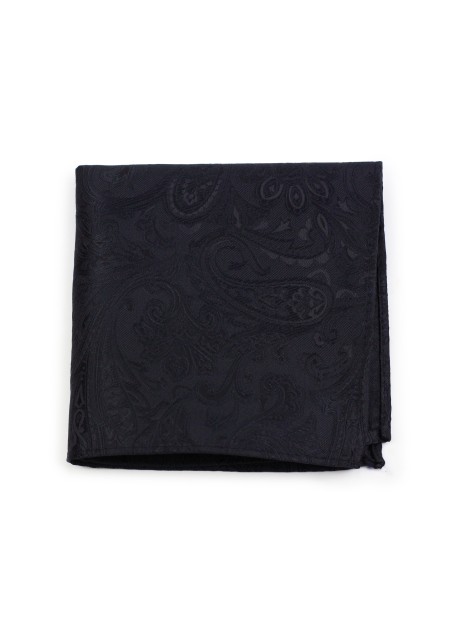 Wedding Paisley Pocket Square in Jet Black