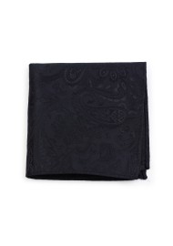 Wedding Paisley Pocket Square in Jet Black