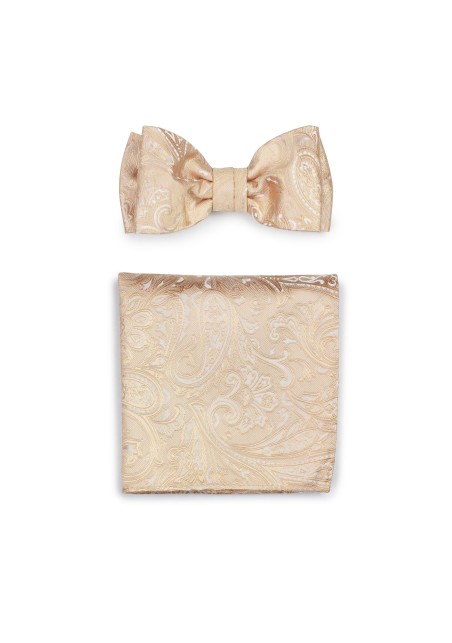 Formal Wedding Bow Tie Set in Golden Champagne