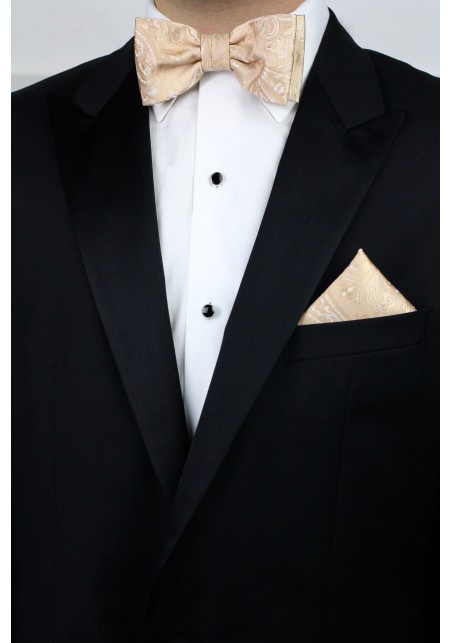 Formal Wedding Bow Tie Set in Golden Champagne Styled