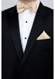 Formal Wedding Bow Tie Set in Golden Champagne Styled