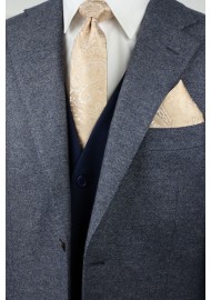 Mens Paisley Tie Set in Golden Champagne Styled