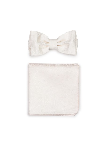 Formal Paisley Bow Tie Set in Ivory