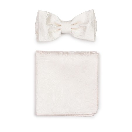 Formal Paisley Bow Tie Set in Ivory