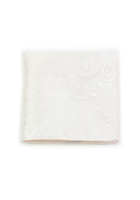 Formal Paisley Pocket Square in Ivory