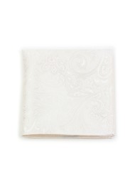 Formal Paisley Pocket Square in Ivory
