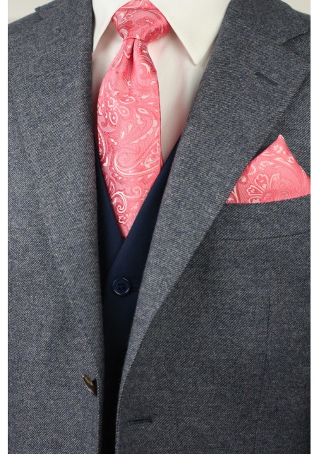Caribbean Coral Paisley Tie Combo Set Styled