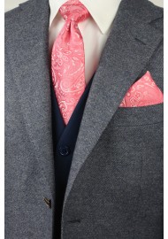Caribbean Coral Paisley Tie Combo Set Styled