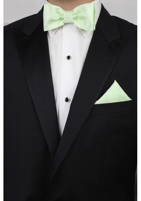 Wedding Bow Tie and Hanky Set in Seafoam Green Styled