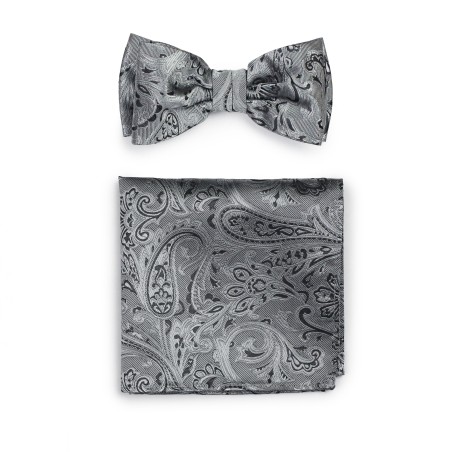 Paisley Bow Tie Combo Set in Mercury Silver