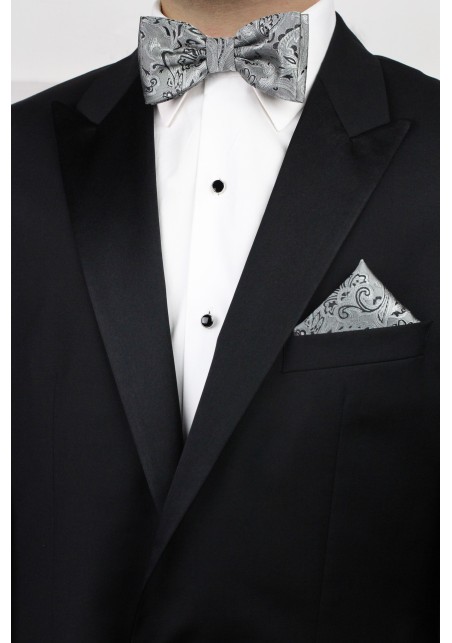 Paisley Bow Tie Combo Set in Mercury Silver Styled