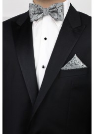 Paisley Bow Tie Combo Set in Mercury Silver Styled