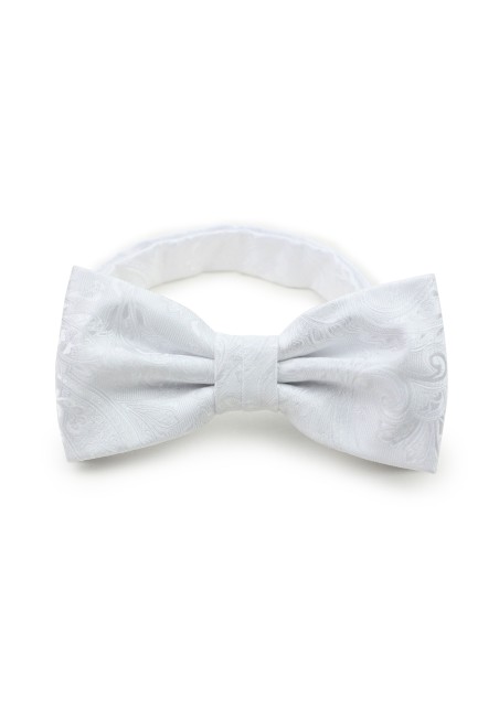 Solid Bright White Paisley Bow Tie