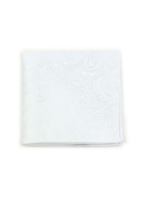 Paisley Pocket Square in Bright White