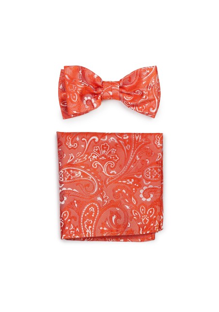 Tiger Lilly Colored Mens Bow Tie and Pocket Square Set
