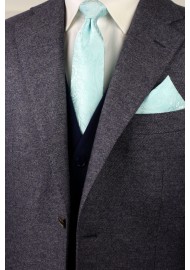Paisley Tie and Pocket Square Combo Set in Robins Egg Blue Styled