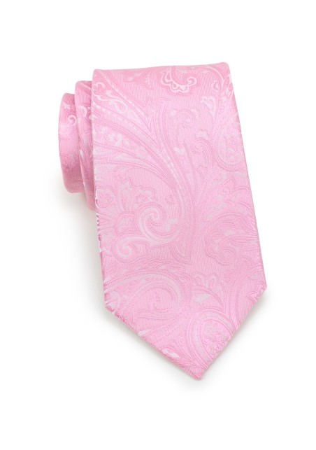 Mens Paisley Tie in Carnation Pink