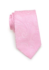 Mens Paisley Tie in Carnation Pink