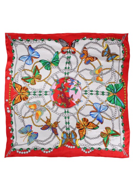 Colorful Designer Print Scarf with Flying Butterflies