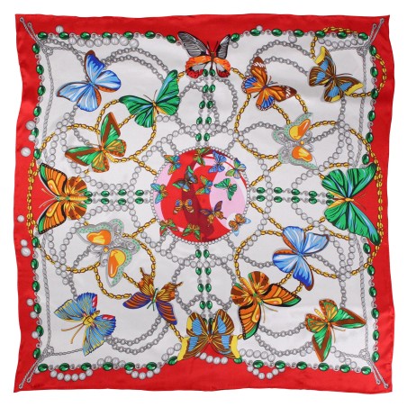 Colorful Designer Print Scarf with Flying Butterflies