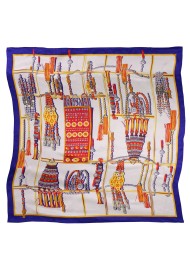 Ancient Jewelry Design Print Scarf in Cream, Gold, and Navy