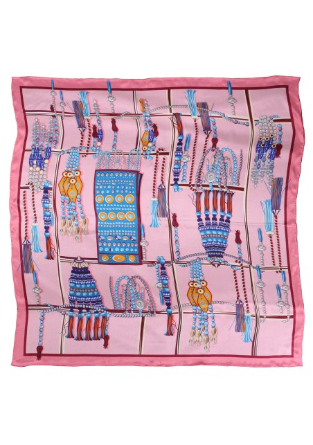 Pink Ladies Scarf with Turquoise Tribal Pink