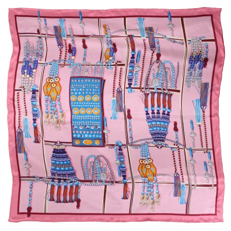 Pink Ladies Scarf with Turquoise Tribal Pink