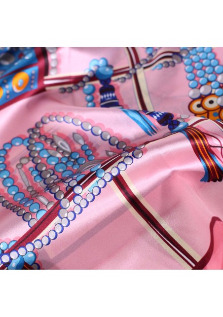 Pink Ladies Scarf with Turquoise Tribal Pink Detail Close Up