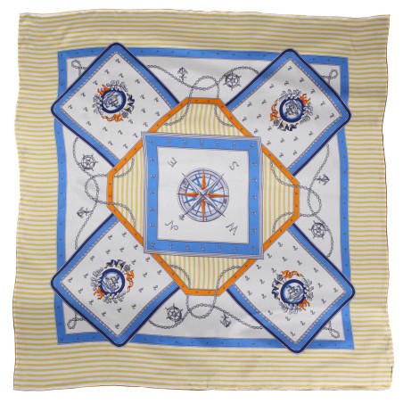 Cream and Navy Nautical Print Ladies Scarf