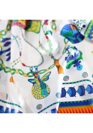 Ladies Premium Silk Scarf with Beads and Jewels Detailed Close Up