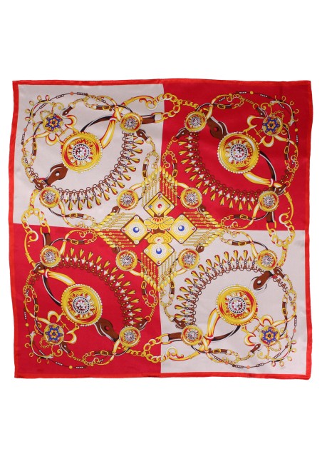Bold Red and Gold Ladies Designer Silk Scarf