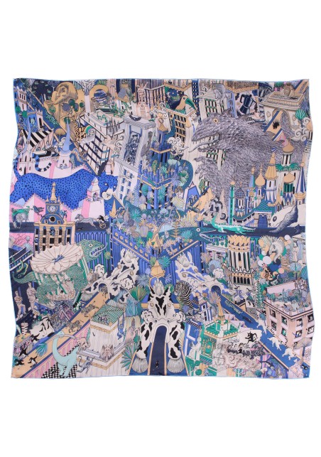 Parisian Print Oversized Silk Scarf