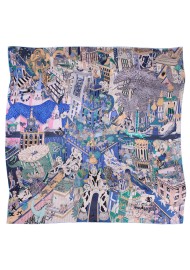 Parisian Print Oversized Silk Scarf