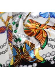 Designer Butterfly Print Silk Scarf in Premium Silk Detailed Close Up