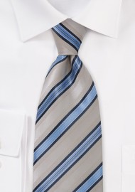 Tan and Blue Striped Tie