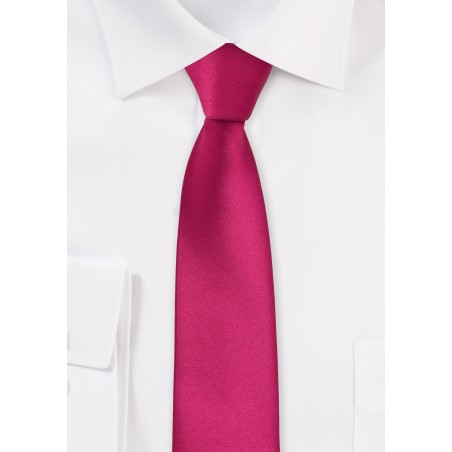 Solid Skinny Tie in Bright Fuchsia Pink