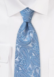 Powder Blue Paisley Silk Tie